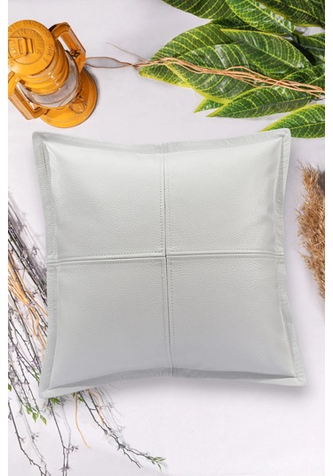 Premium Dekoratif Beyaz Deri Kırlent Kılıfı/ev Ve Ofis Için Gerçek Deri 45x45cm Kırlent Kılıfı Beyaz