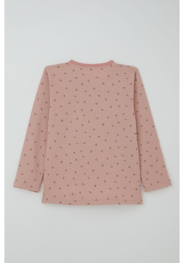 Breeze Kız Çocuk Pijama Takımı Minimal Mini Desenli 4-8 Yaş, Gülkurusu Gülkurusu
