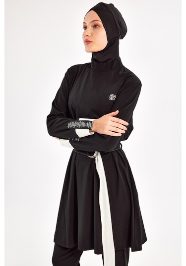 Spor Likra Tam Kapalı Tesettür Mayo 1221 Siyah14 Siyah