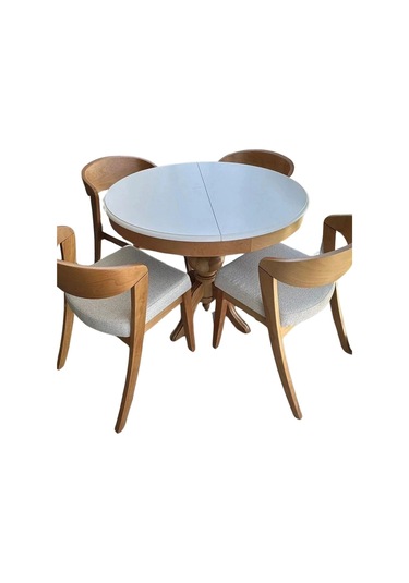 Lindon Baba Ayak Yuvarlak Açılır Masa 110x110 Naturel