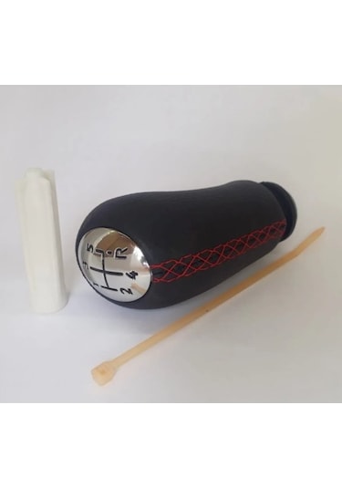 Renault Clio 4 2012 Sonrası Vites Topuzu Siyah Deri Kırmızı Diki