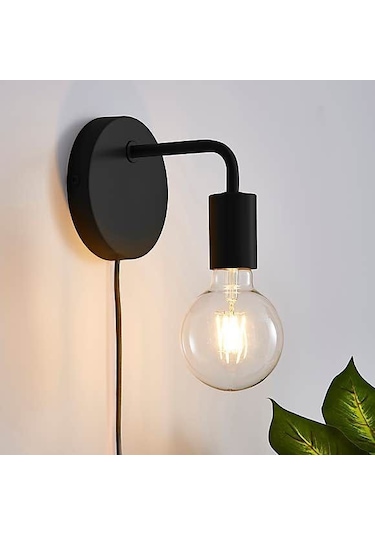 Rsylight Metal Rustik Kablolu Anahtarlı Duvar Siyah Dekoratif Aplik Siyah