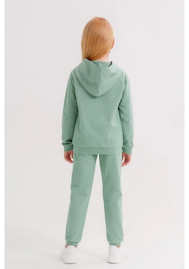 Kız - Erkek Çocuk Basic Fermuarlı Okul Eşofman Takımı Ak0785 Yeşil