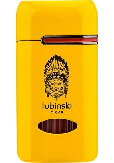 Lubinski Lion Kapaklı Delicili Tek Torch Puro Çakmağı Sarı