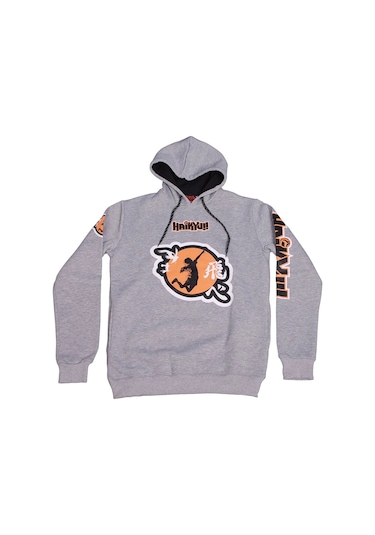 Haikyu No:2 Kapüşonlu Sweatshirt Gri Çok Renkli
