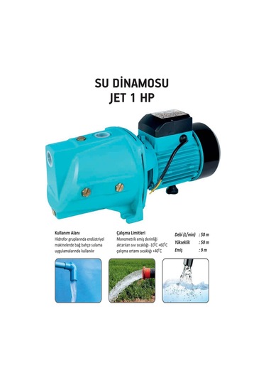 Cmc Elektrikli Su Dinamosu Su Pompası Su Motoru Jet 1 Hp