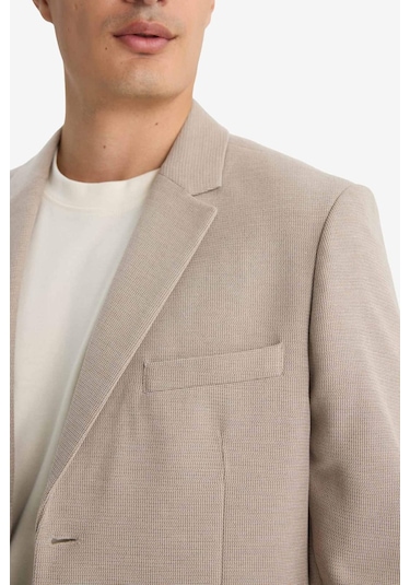 Defacto Modern Fit Düğmeli Cepli Blazer Ceket F2347ax25aubg773 Bej