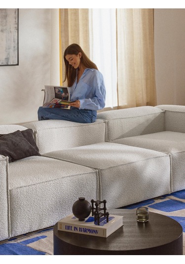 Most Mollis Orta Modül Berjer Silinebilir 01 Beyaz Lüks Bukle Kum Beyaz