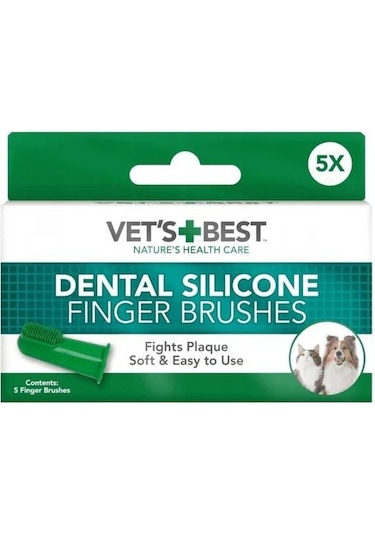 Vet's Best Kedi ve Köpekler İçin Silikon Başlıklı Parmak Diş Fırçası 5 x 5 CM 5'li