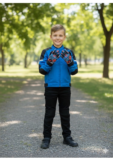 Çocuk Motosiklet & Bisiklet Eldiveni Örümcek Adam Desenli - Güvenli Sürüş İçin