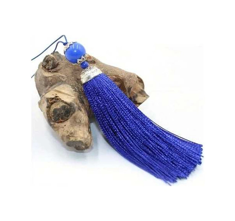 Trendooze Gaojunshop01 Vintage El Dokuma Püskül Mavi Aksesuar