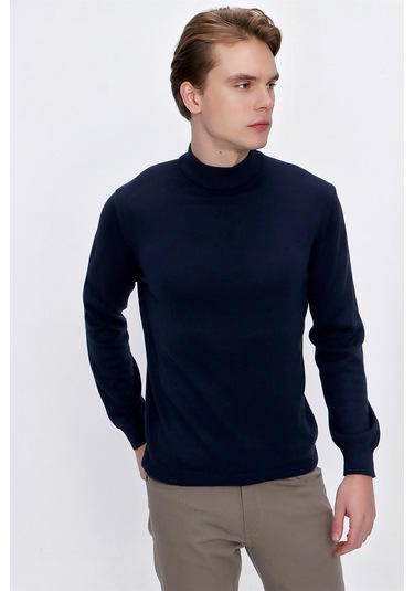 Basic Dinamik Fit Rahat Kesim Yarım Balıkçı Yaka Triko Kazak 99kc017002200 Lacivert