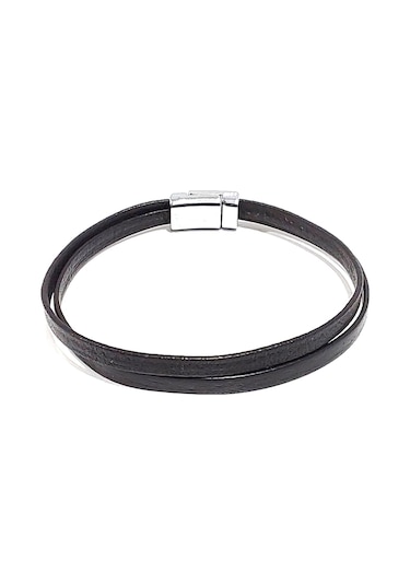 Slim Shadow İnce Hakiki Deri Erkek Bileklik-50-668 Antrasit