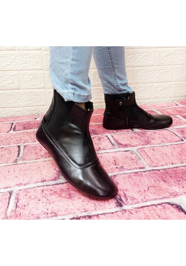 Fiyra Mest GRD Kalın Hakiki Deri Fermuarlı Lastikli İçi Miflonlu AYKMST-00000005