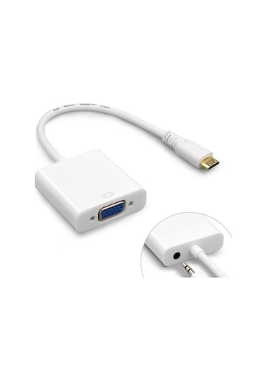 Mini Hdmi To Vga Ses Destekli Çevirici Dönüştürücü Adaptör