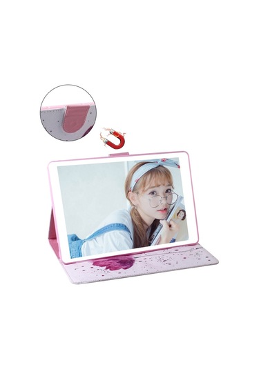 Mor Orkide Desen Yatay Flip Deri Kılıf Galaxy Uyumlu Tab A 8 / P200 / P205