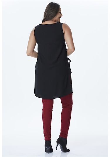 Bağlama Detaylı Yırtmaçlı Tunik-siyah Siyah