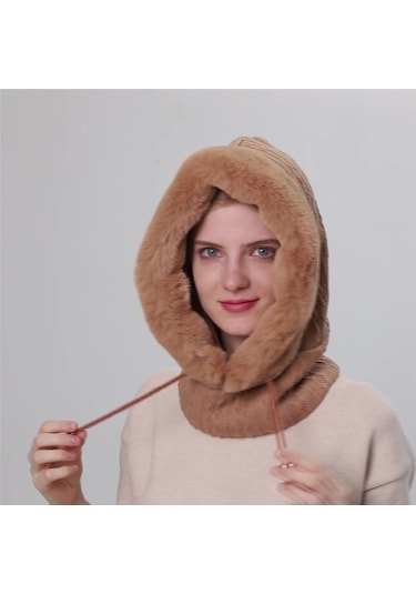 Ww Açık Havada Soğuğa Dayanıklı Kayak Şapkası, Yüz Maskesi, Tek Parça Soğuğa Dayanıklı Başlık - Açık Kahverengi