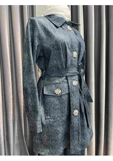 Selinada Taşlı Kot Ceket - Lacivert - 42 Lacivert