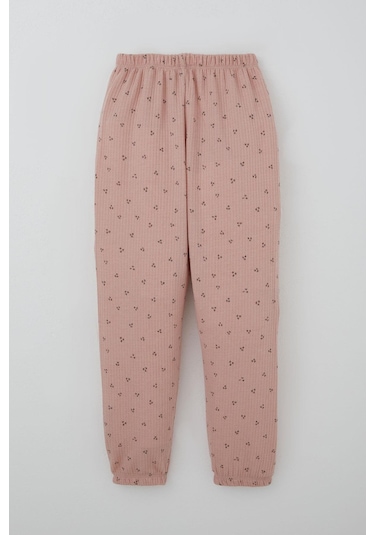 Breeze Kız Çocuk Pijama Takımı Minimal Mini Desenli 4-8 Yaş, Gülkurusu Gülkurusu