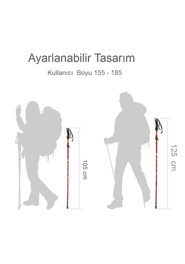 Katlanabilir Trekking Yürüyüş Batonu 105-125cm Hafif Karbon Çelik Mavi