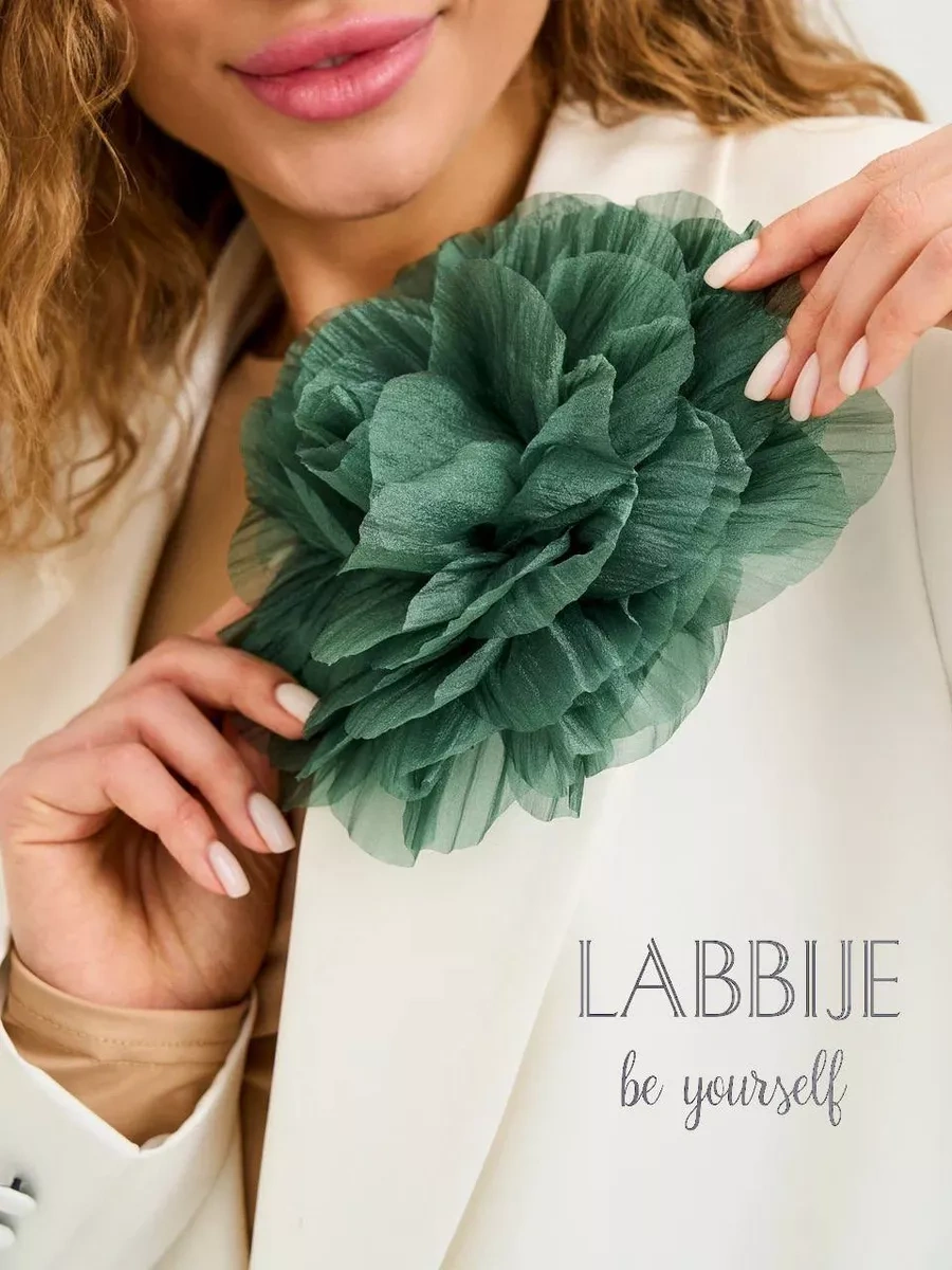Labbıje Büyük Broş Kumaş Çiçek Fiyonk 216118727 Yeşil