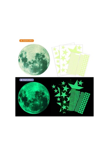 Sones Afg3303 Ev Dekorasyonu Aydınlık Yıldızlar Ay Pvc Etiketler, Özellikler: 435 Adet + 30 Cm Ay Yeşil Diğer