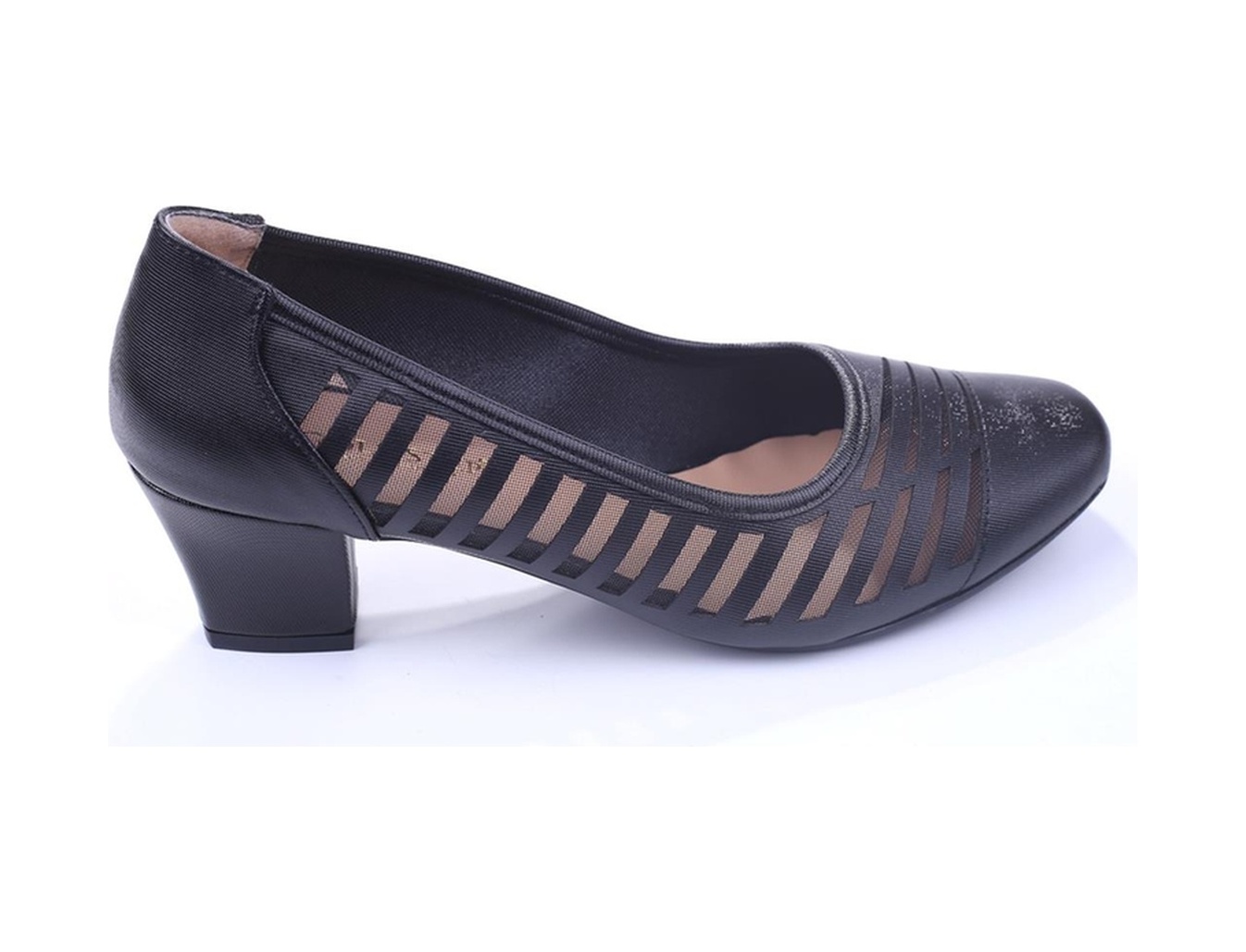 Gold Step 0370 Kadın Siyah 5 Cm Topuk Günlük Fileli Ayakkabı 001