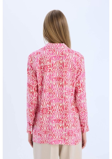 DeFacto Oversize Geniş Kalıp Desenli Uzun Kollu Gömlek Tunik E4347AX25SPPN613