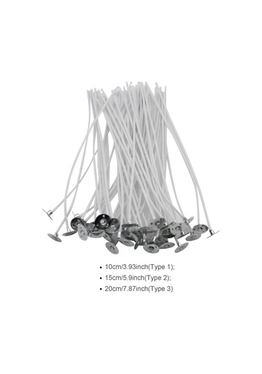 Konesam 50 Adet 10cm Pamuk Mum Teli - Sağlıklı, Duman Yok, Dıy Mum Yapımı İçin Sabit Alevli Pratik Kullanım