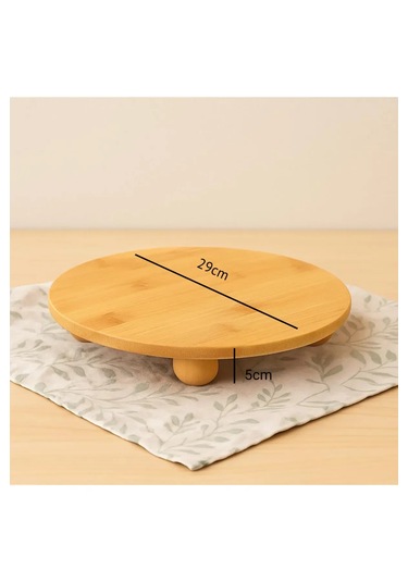 Yuvarlak Bambu Sunum Tahtası 29 Cm Doğal Bambu Servis Ve Sunum Tabağı Bambu