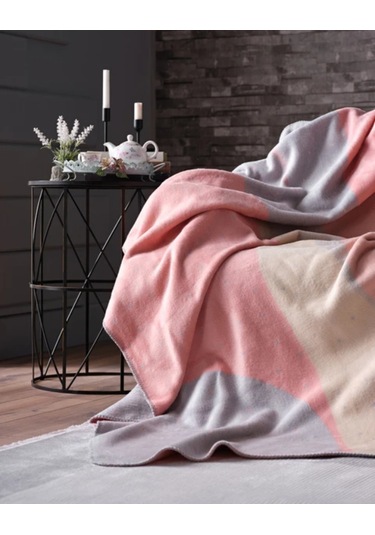 Doqu Scala Battaniye Çift Kişilik Pudra Diğer