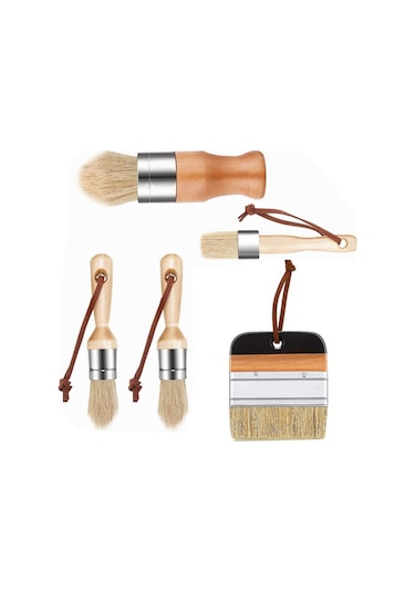 Yunboo Mobil 5'li 1 İnç Domuz Tüy Fırça Seti - Ahşap Mobilya Boyama Ve Mürekkep Parlaklaştırma İçin Hassas Uygulama