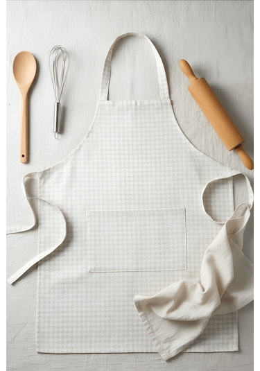 Bej Gabardin Kazayağı Kumaş Mutfak Aşçı Önlüğü Master Chef Bej