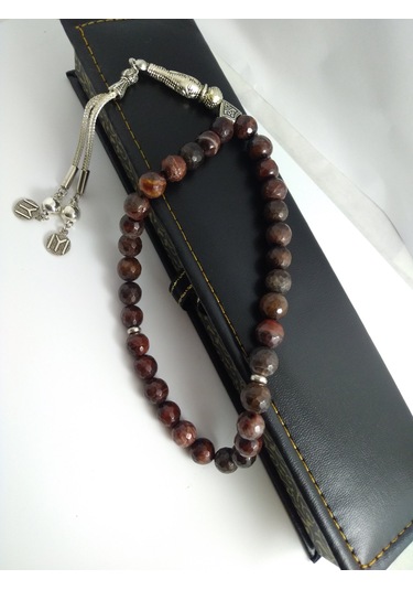 Kızıl Kaplangözü Taşı Tespih / İri Kesim Doğaltaş Tespih