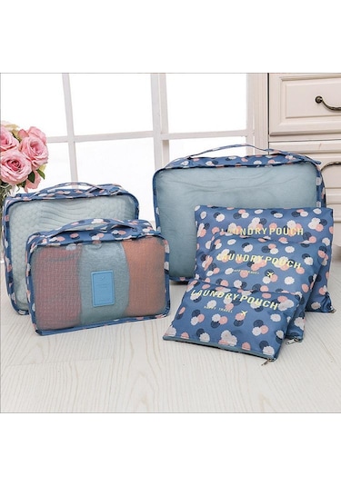Lacivert&pembe 6/1 Adet Seyahat Saklama Çantası Seti Giysi Düzenli Organizatör Dola Bavul Kılıfı Seyahat Organizatör Hurç 57000663 Lacivert&pembe