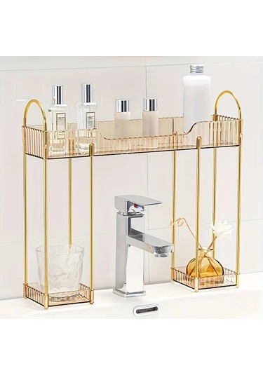 Willowhaven Çok Amaçlı Amber Banyo Organizer - 2 Katlı Kozmetik Ve Tuvalet Rafı Kehribar