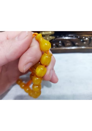 Omari Usta İmzalı Havşalı Sıkma Kehribar Tesbih 11.5x12.5