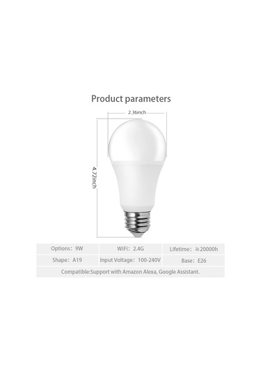 Mufunye Tuya Wifi+bt Akıllı Led Ampul E26/e27 9w 800lm Rgb+c+w 2700-6500k Ses/voıp Kontrol Zamanlama Ayarı 1 Adet Beyaz