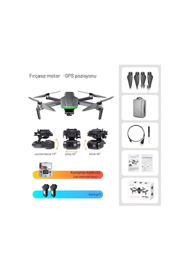 Piha S155 Drone 3 Axis Gimbal 2 Batarya İle 60 Dakika Uçuş Süresi Beni Takip Et Modu 4K HD Kamera Ve Lazerli Engelden Kaçınma Modu