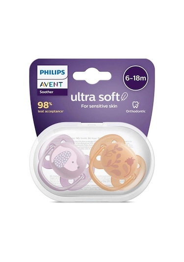 Philips Avent Ultra Yumuşak Emzik 6-18 Ay 2li Kız Çok Renkli