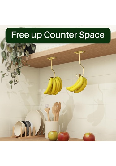 Kosona Altı Montajlı Renkli Elma Muz Asıcı, Çok Fonksiyonlu Katlanabilir Mutfak Fidanı, Kolay Kurulumlu, 16cm Boy, Modern Stil