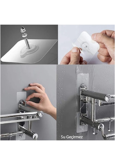 Güçlü Yapışkanlı 6mm Hanger Vidalı Askılık 1 Adet-al4263 Şeffaf