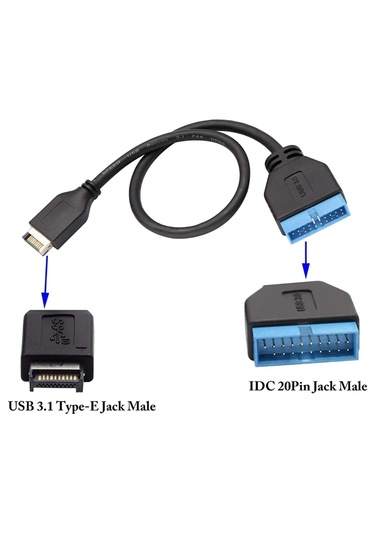 Usb 3.1 Type-e Male To Usb 3.0 19 20 Pin Dişi Uzatma Kablosu