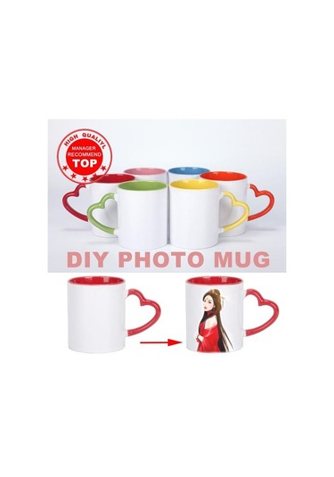 Özel Baskılı Kolu Kupa Seyahat Seramik Fincan Aile Arkadaşlar Doğum Günü Hediyesi Dıy Kırmızı Ahşap - Beyaz