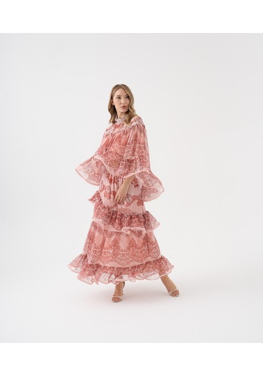 Dantel Desenli Katlı Şifon Volanlı Bluz SOMON