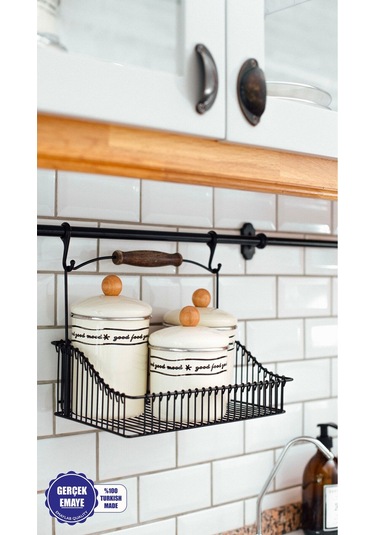 Mood Ahşap Tepeli Emaye Kavanoz/baharatlık Seti Bej