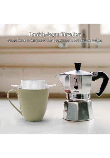 Wezone Portatif Katlanabilir Kahve Filtresi - İki Katlı Mikro Ağızlı, Kağıt Gerektirmeyen, 304 Paslanmaz Çelik, Isı Dayanıklı Tutamaklı, Dışa Taşınabilir, Temizliği Kolay Drip Kahve Konisi Beyaz Diğer