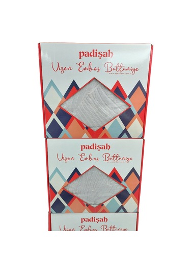 Padişah Embos Kutulu Çift Kişilik Vizon Battaniye 220x240 -gri Gri