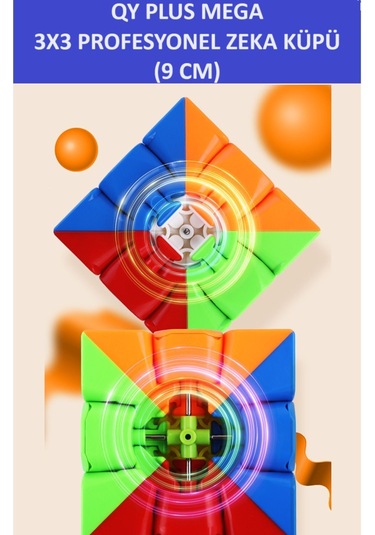 Qy Plus Mega 9 Cm Mıknatıslı Profesyonel Speed Cube - 3x3 Zeka Küpü - Sabır Küpü -